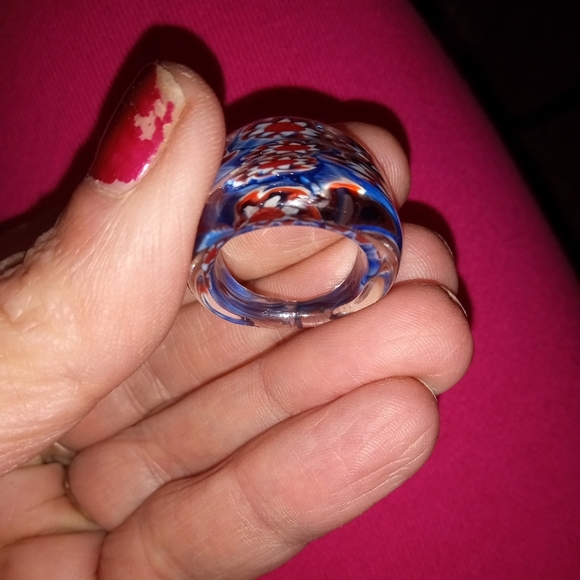 Glass Lamp work Murano style ring sz 6 - Picture 3 of 7